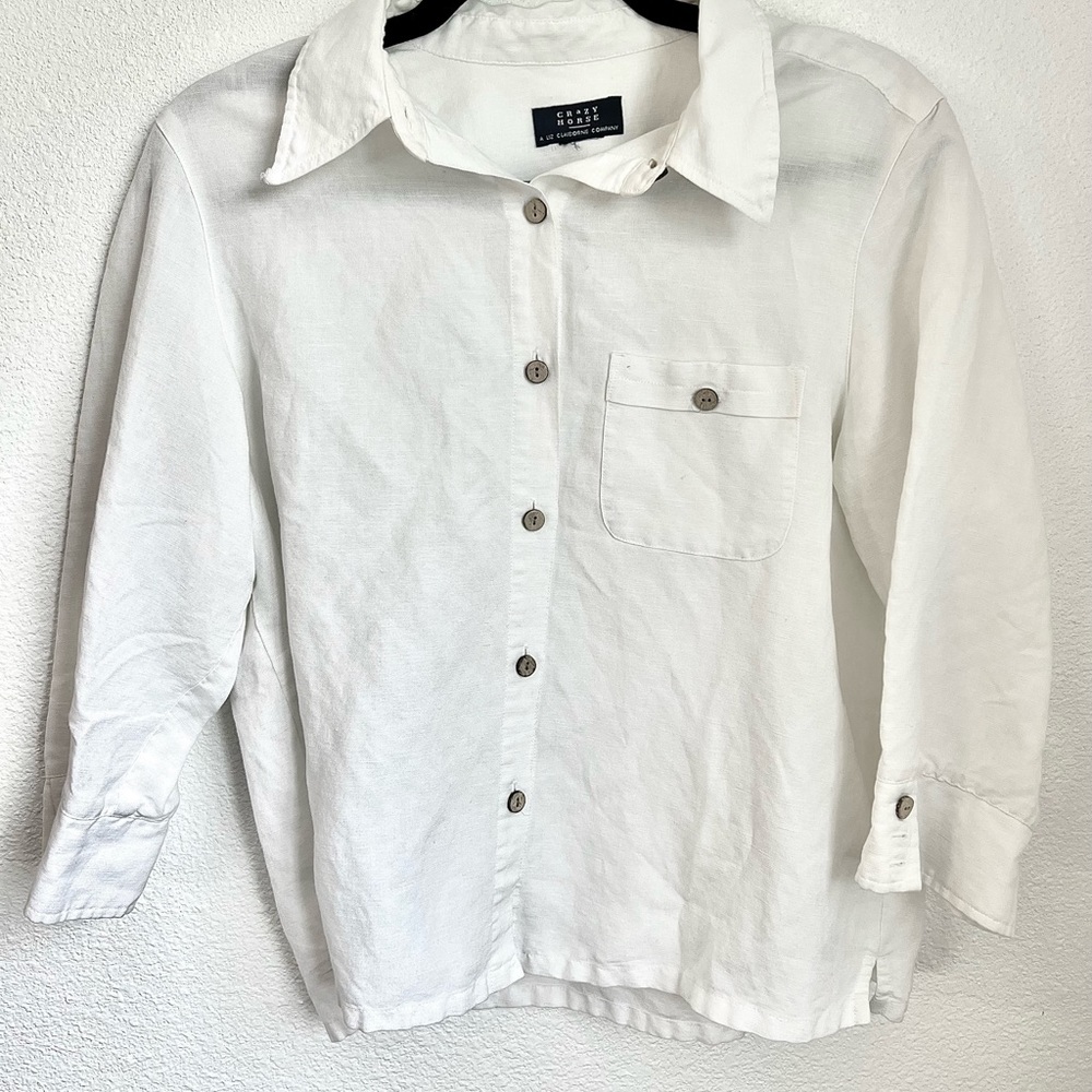 LINEN WHITE BUTTON UP